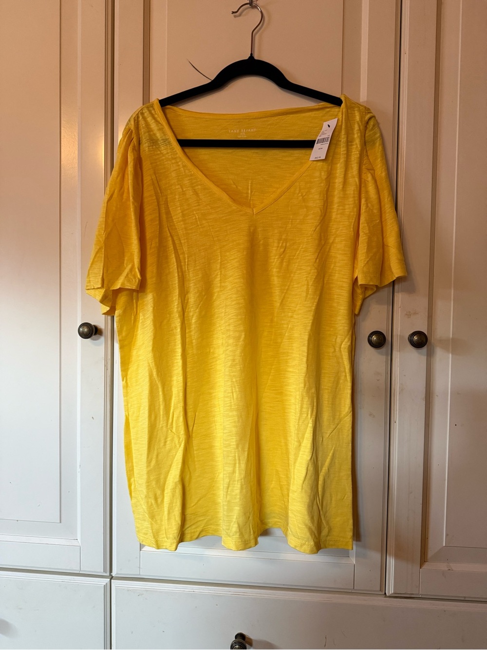 Lane Bryant Sunny Yellow V-Neck Short Sleeve Tee